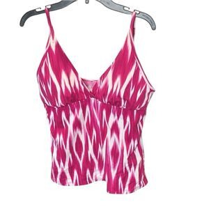 Jantzen Pink White Women’s Watercolor Swim Tankini Swimsuit Bathing Suit Size 6